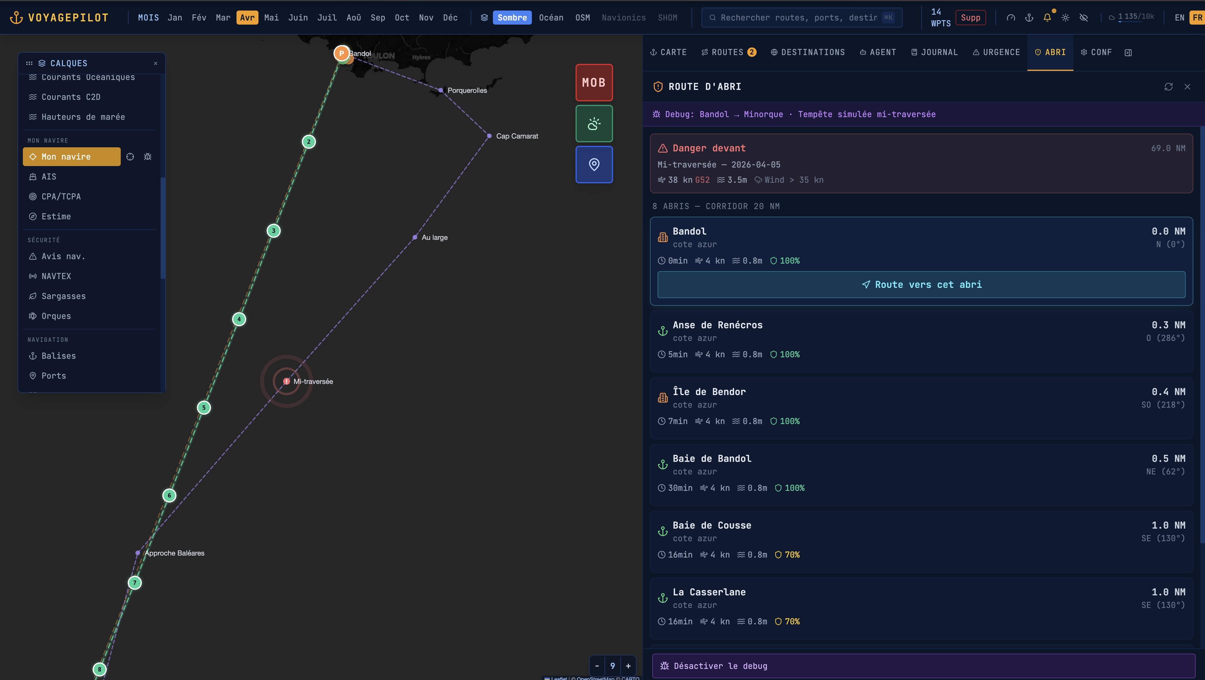 Route d'abri intelligente